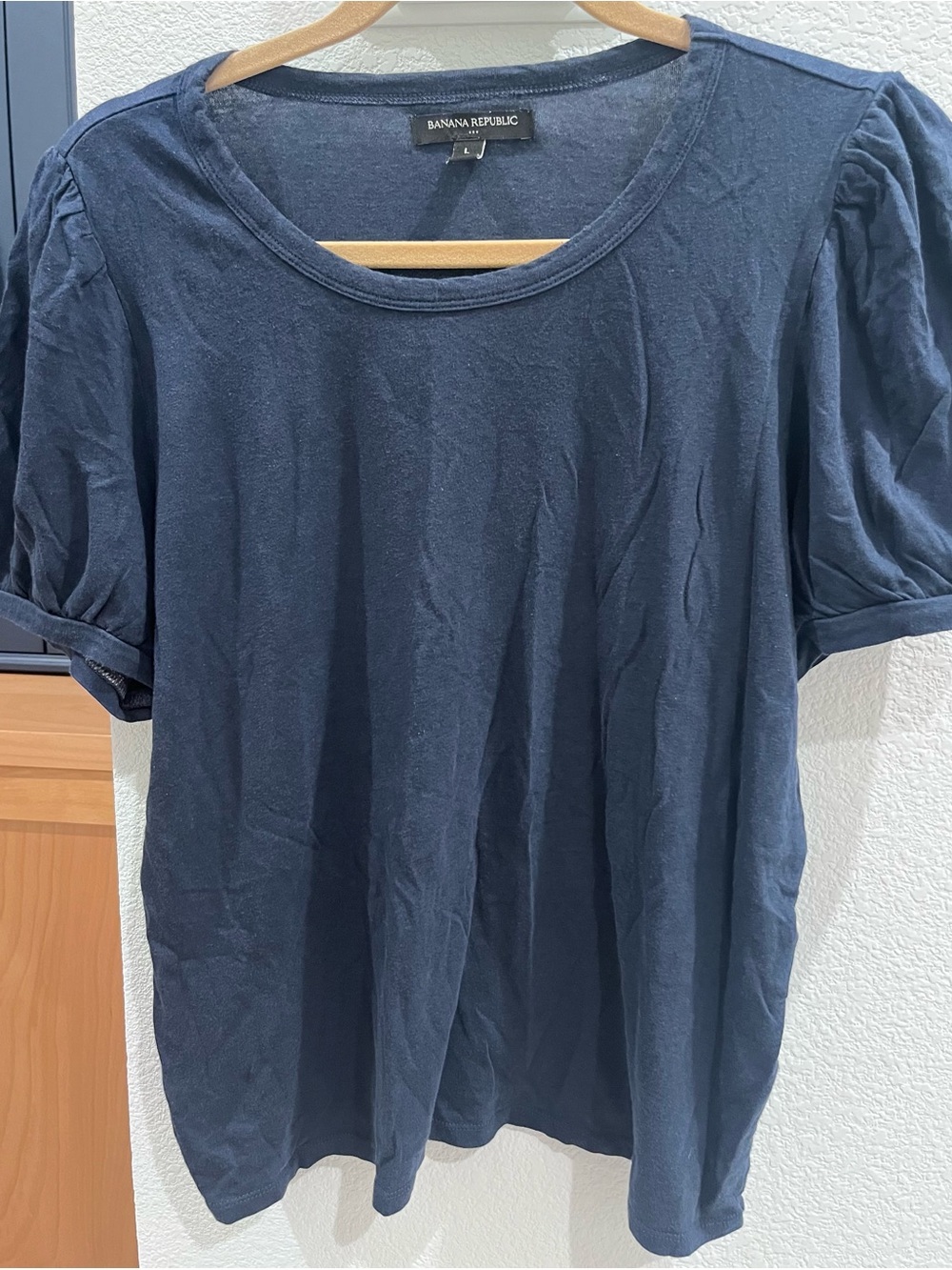Banana Republic Deep Navy Short-Sleeve Puff-Sleeve Tee XL